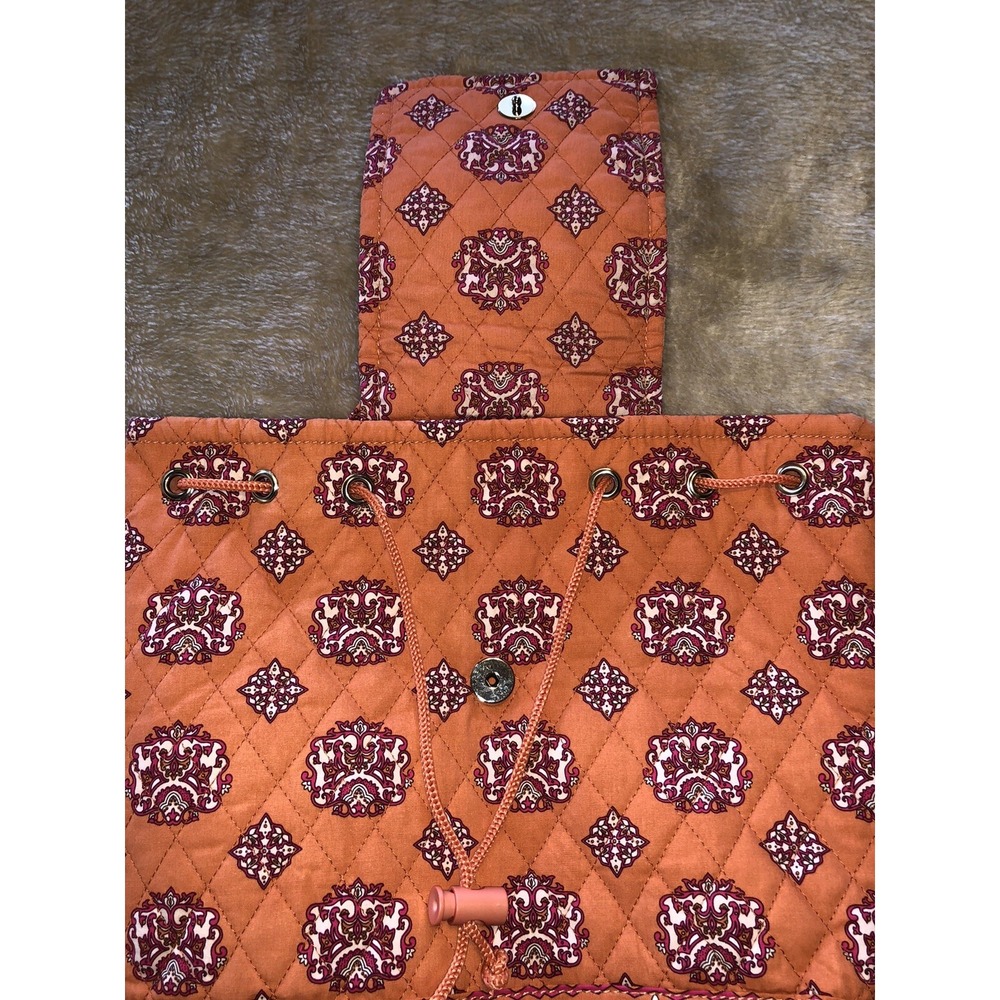 Bueno Collection Purse Backpack Orange drawstring Quilted Nice! - Picture 5 of 8